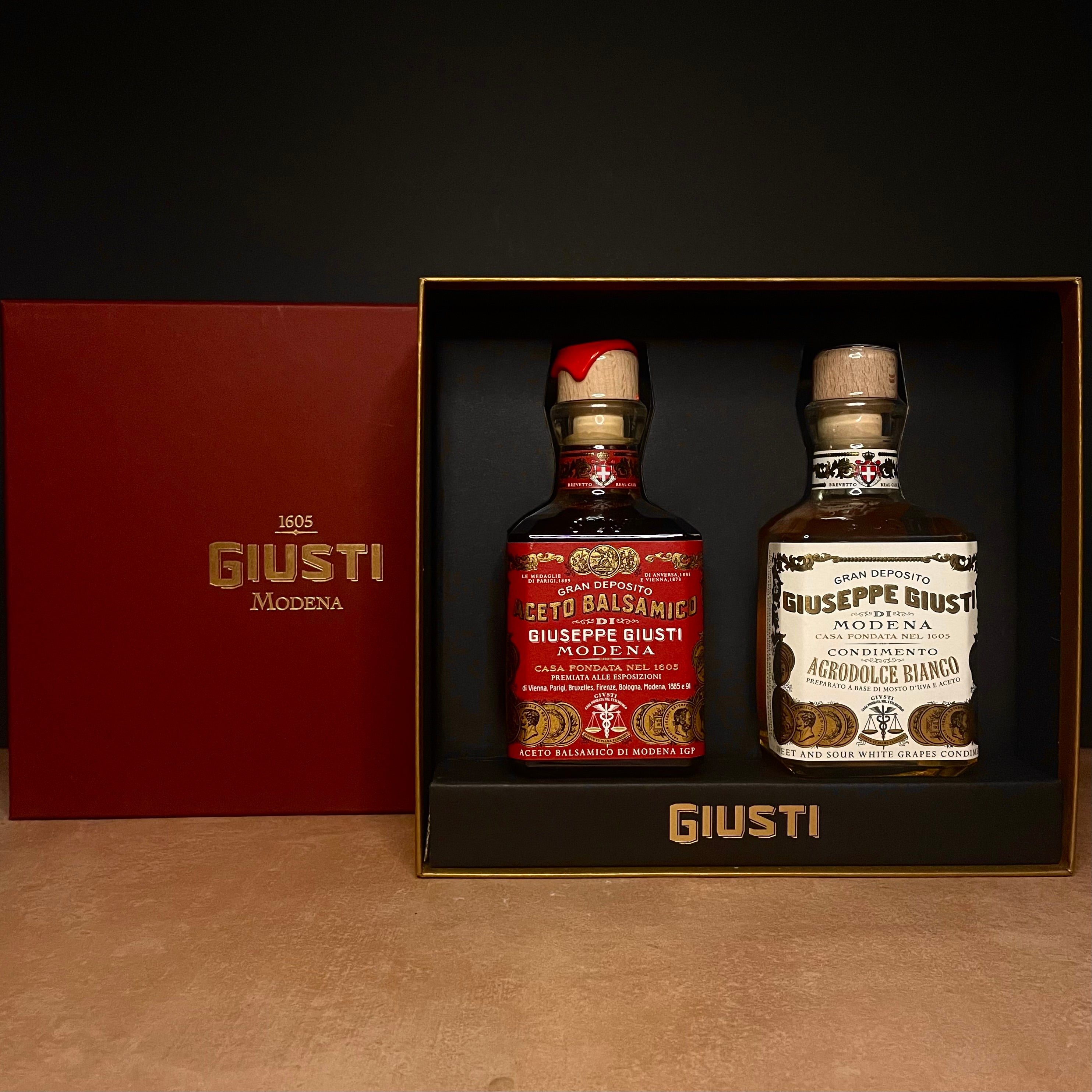 Giusti white condiment and 3 Gold Medal balsamic gift set